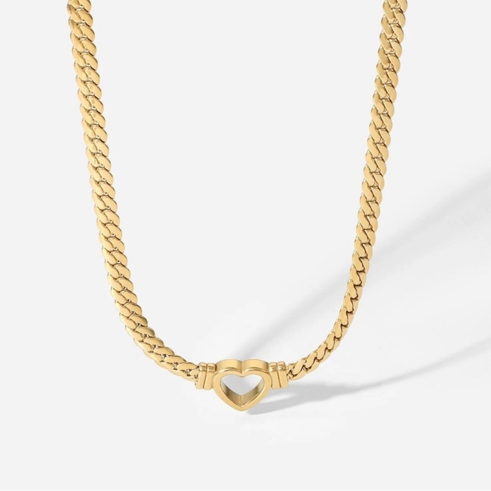 Gold Cuban Heart Necklace - Picture 2 of 3